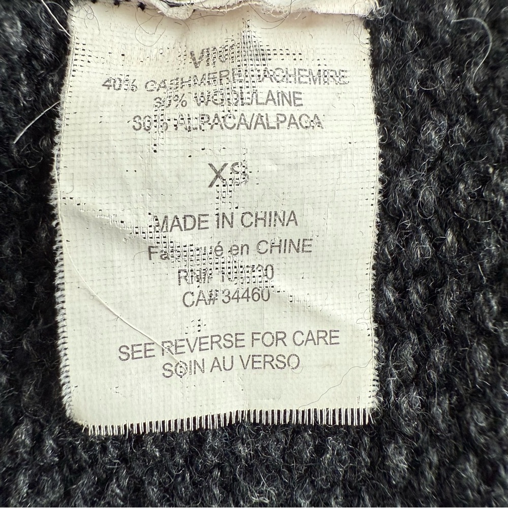Vince Charcoal Hooded Duster Cardigan XS Cashmere Wool Alpaca Blend - Picture 3 of 5